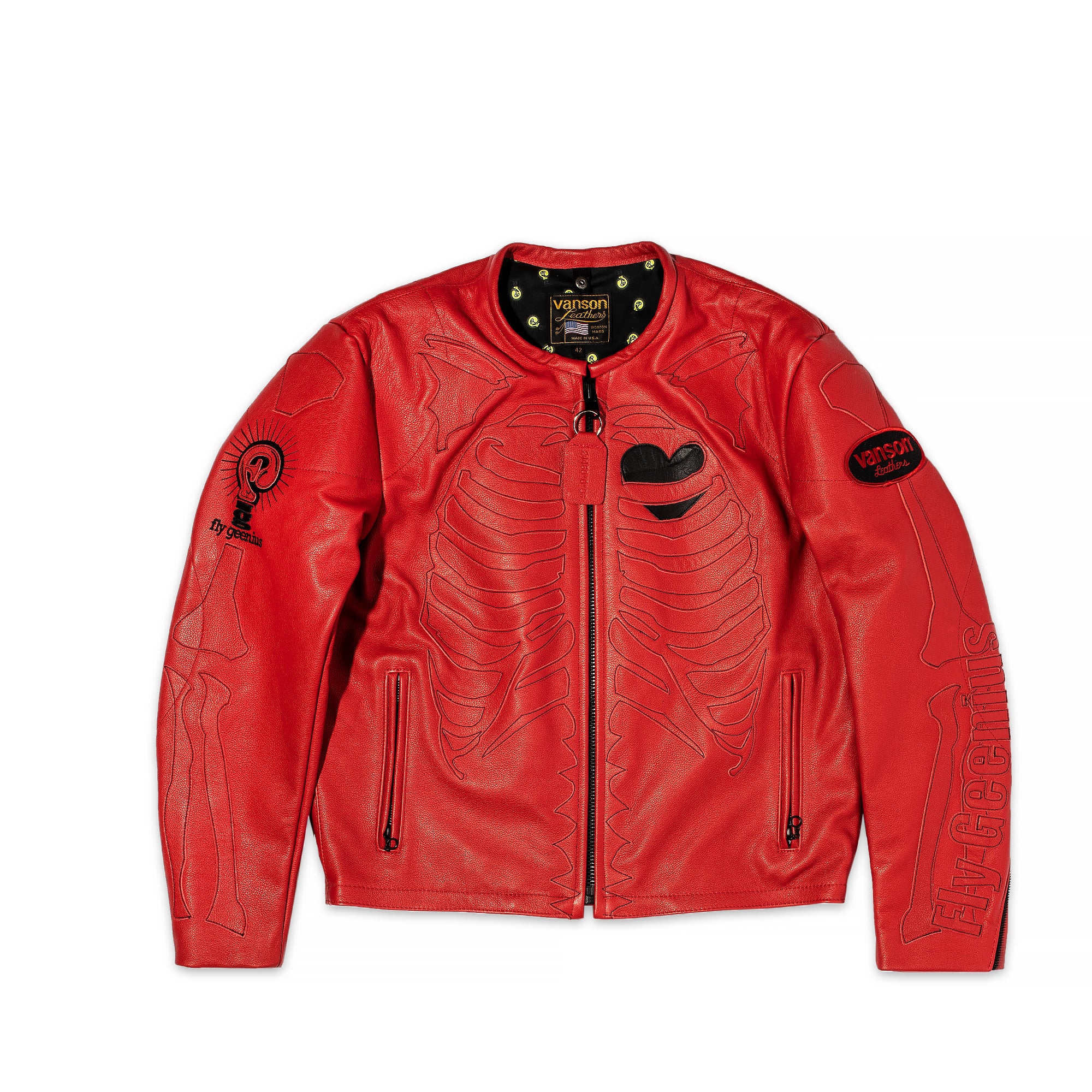 Vanson Leathers Mens Bones Flat Jacket Heart – Extra Butter