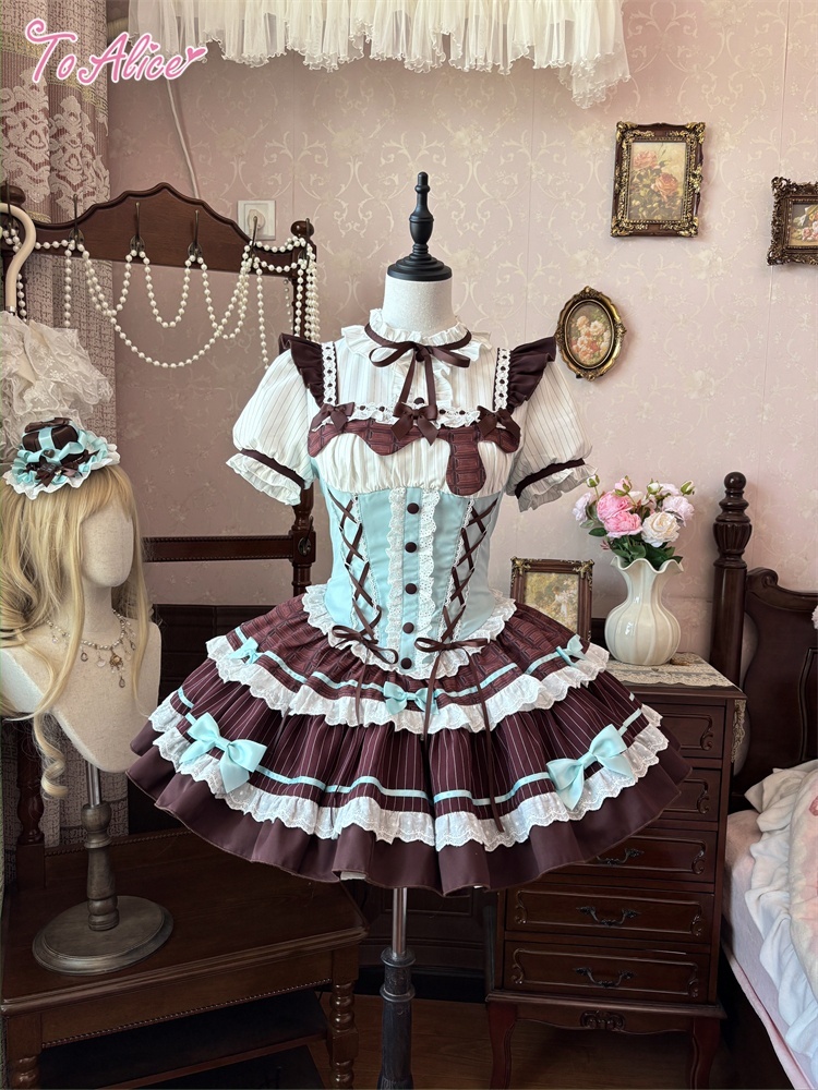 ToAlice】 L1618チョコミントコルセット風ジャンパースカート - To Alice