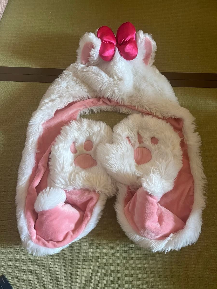 ディズニー マリーちゃん マフラーキャップ 被り物 手袋付き ファン