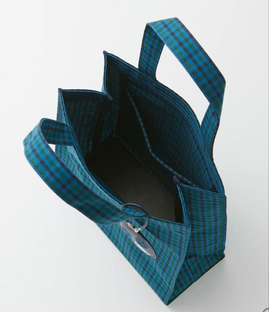 未使用】ファミリア familiar 青チェック トートバッグ 小｜Yahoo
