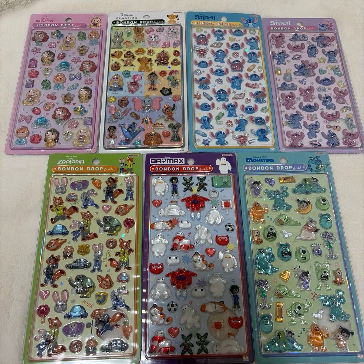 ディズニー ボンボンドロップ シール 7種セット プリンセス クラシック