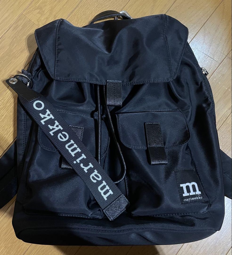 Marimekko Everything Backpack SIZE L Solid Black Women's Bags Used