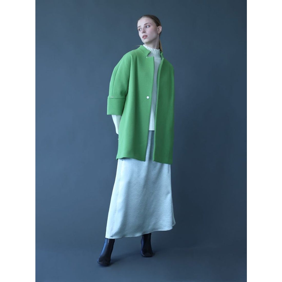 アーガ Aga ダブルメルトンコクーンコート （スカイブルー