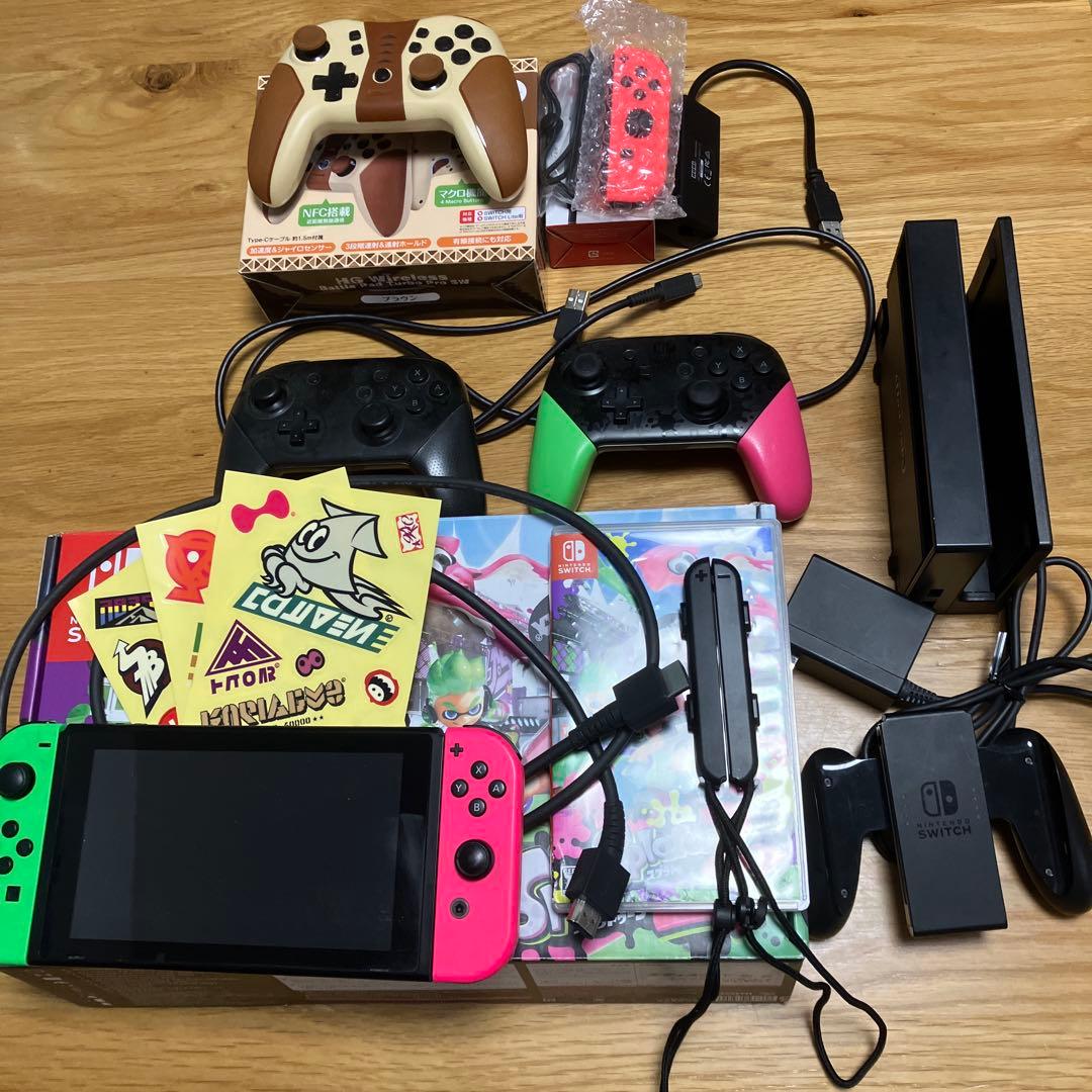 Switch 本体スプラ2セット＋プロコン3種等ジャンク品まとめ売り