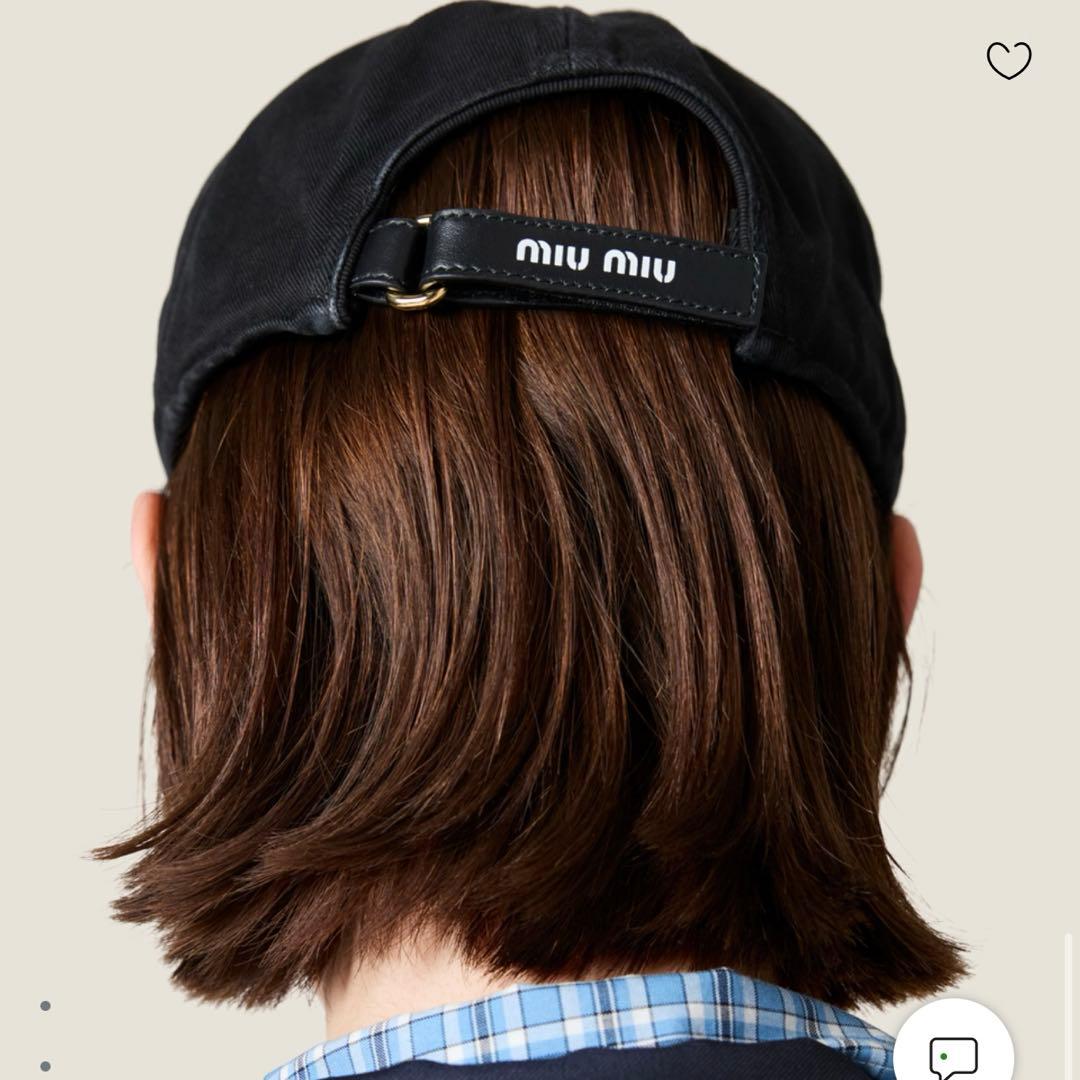 miu miu ドリル ベースボールキャップ　ブラック　M