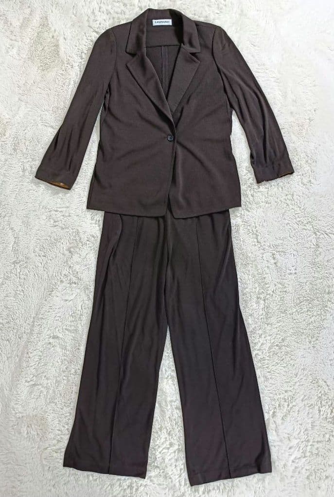 よしリン様LEONARD パンツスーツ【サイズ44 XL相当】【ブラウン】