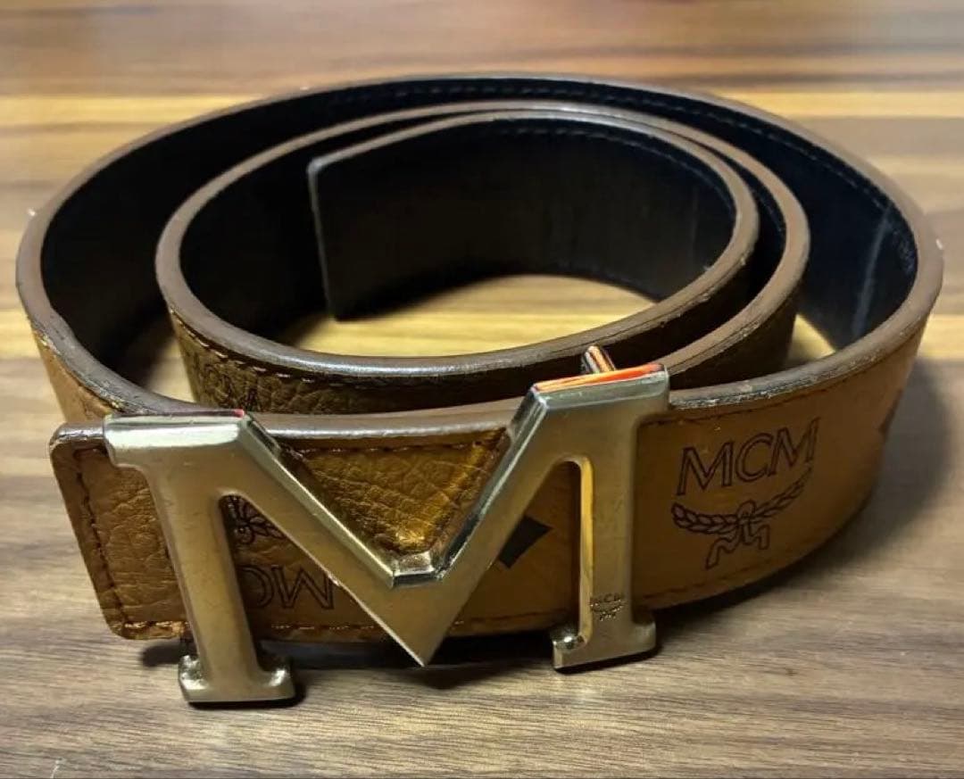 MCM ブラウン ベルト Mロゴバックル