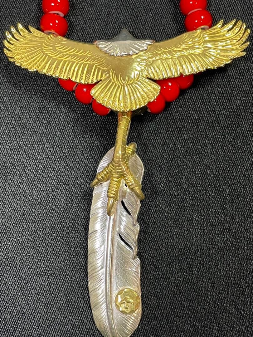 【美品】中イーグル　金爪フェザー　イーグルビーズセット