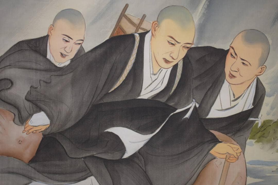 真作/観風/親鸞聖人/荒れ地の山/人物/山水/大幅/布袋屋掛軸HK-66