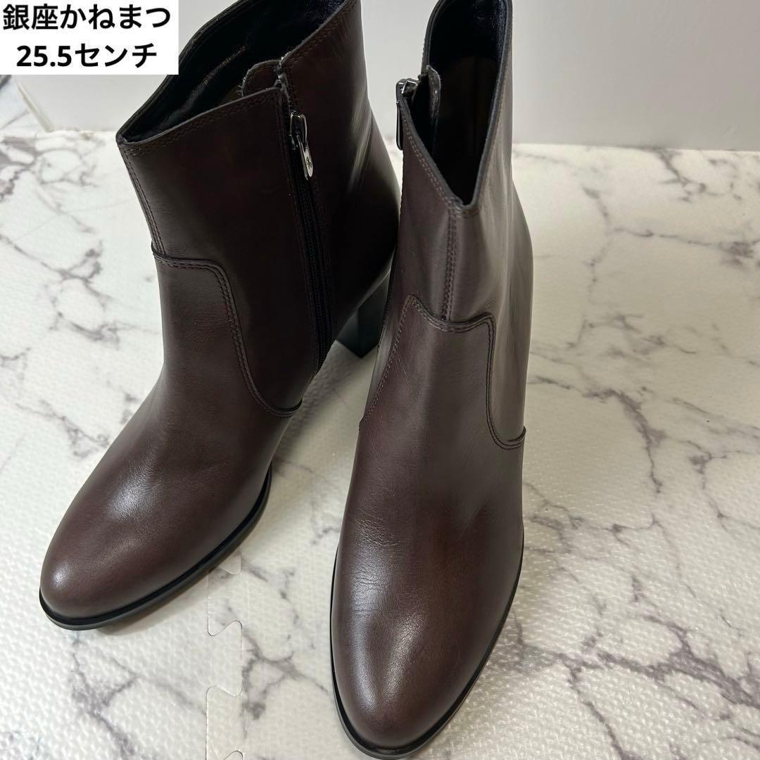 銀座かねまつ ショートブーツ ブラウン ウエスタン 25.5 - メルカリ
