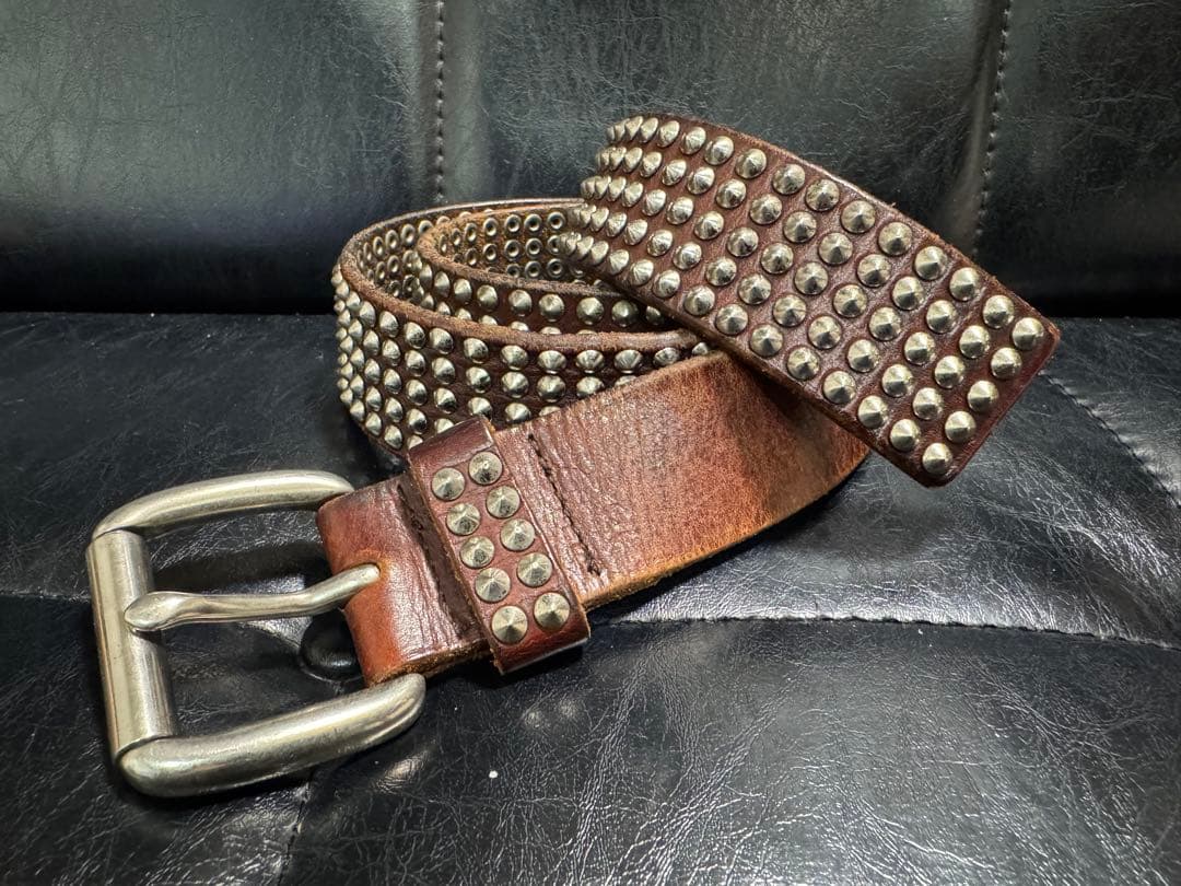 HTC スタッズ ブラウンレザーベルト